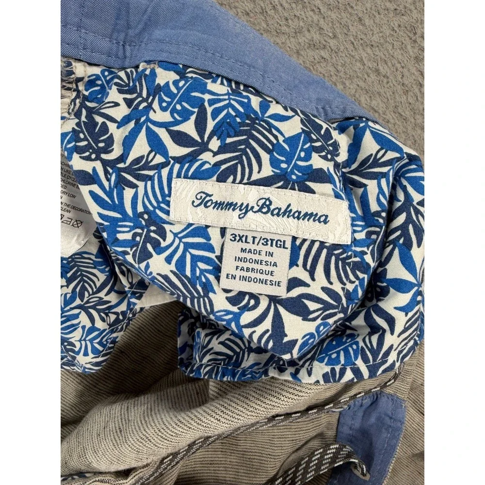 Tommy Bahama Shorts Men 3XLT (44x10) Gray Linen‎ Pleated Chino Drawstring